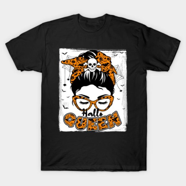 Halloqueen messy bun witch Halloween T-shirt