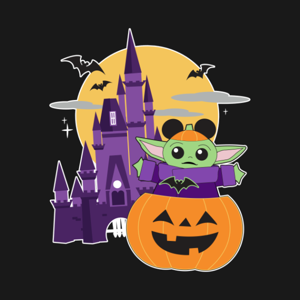 Halloween Castle and Baby Yoda T-shirt