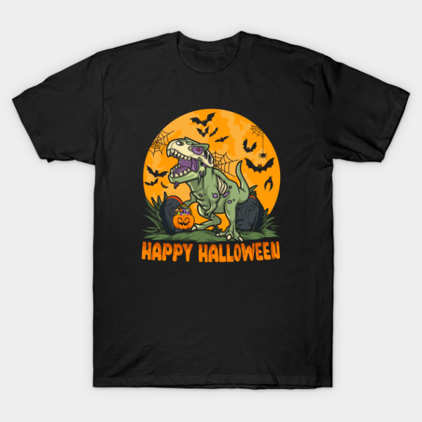 Halloween Dinosaur T-rex Mummy Pumpkin T-shirt