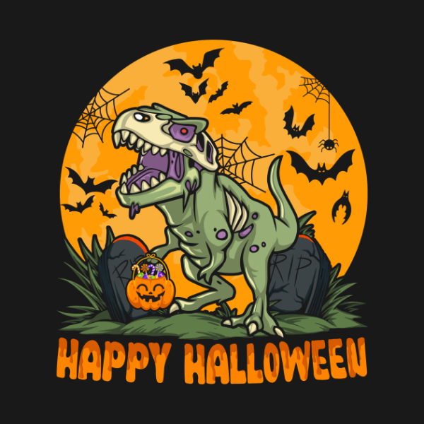 Halloween Dinosaur T-rex Mummy Pumpkin T-shirt