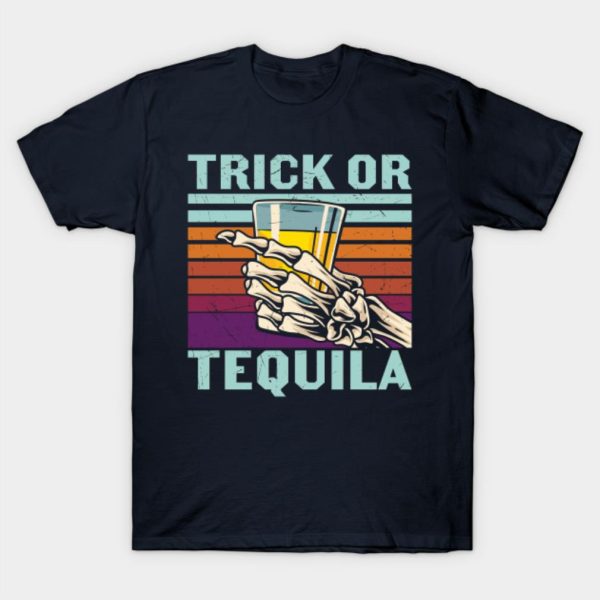 Halloween Trick or Tequila Blue Pumpkin T-Shirt