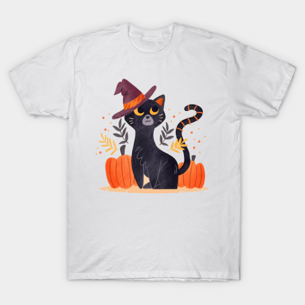 Halloween Witchy Cat Pumkin T-shirt