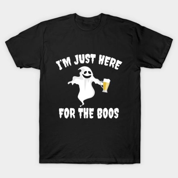 Halloween ghost drinking beer I’m just here for the boos t-shirt