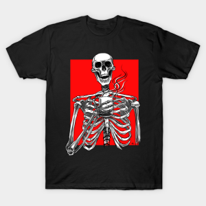 Halloween skeleton drinking coffee red T-shirt Halloween skeleton drinking coffee red T-shirt