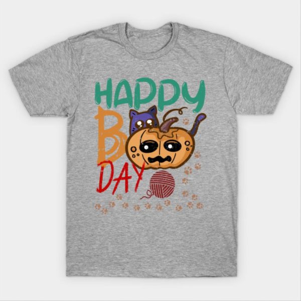 Happy Boo Day Party Costume with Boo Cat Pumpkin Funny T-Shirt