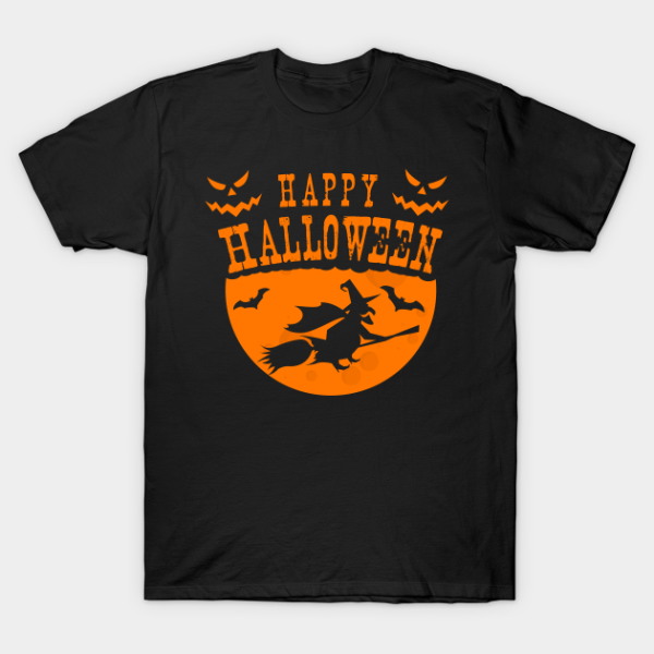 Happy Halloween Bat flying witch T-shirt