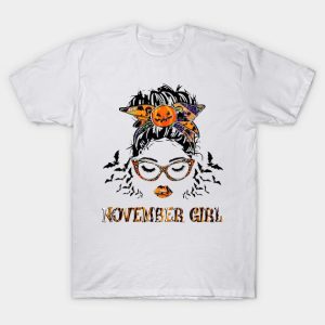 Happy Halloween November girl bats t shirt 1