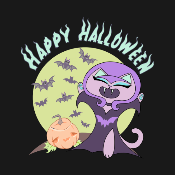 Happy Halloween Witch cat T-shirt