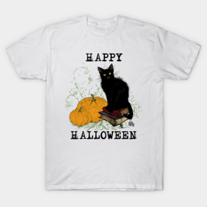 Happy Halloween black Cat and Pumpkins T shirt 1