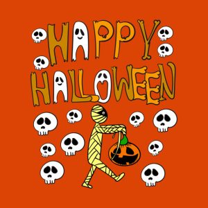 Happy Halloween mummy skull T shirt 2