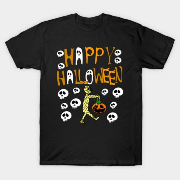 Happy Halloween mummy skulls T-shirt