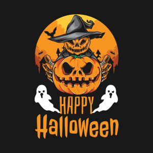 Happy Halloween pumpkin skull T shirt 2