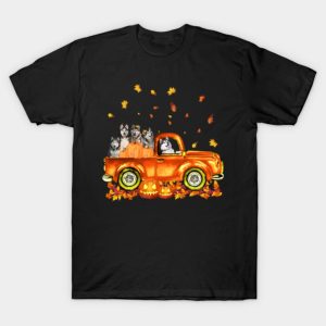 Husky Pumpkin Car Autumne Halloween T-Shirt Husky Pumpkin Car Autumne Halloween T-Shirt