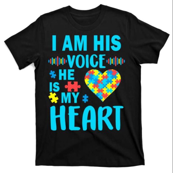 I Am His Voice He Is My Heart Autism Dad Shirt – The Best Shirts For Dads In 2023 – Cool T-shirts