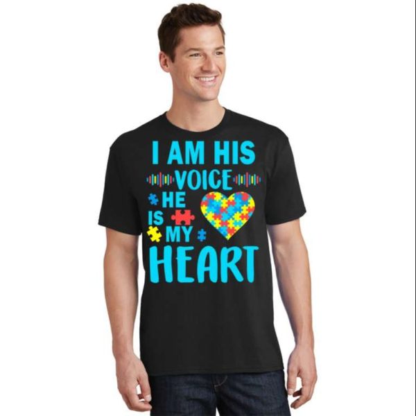 I Am His Voice He Is My Heart Autism Dad Shirt – The Best Shirts For Dads In 2023 – Cool T-shirts