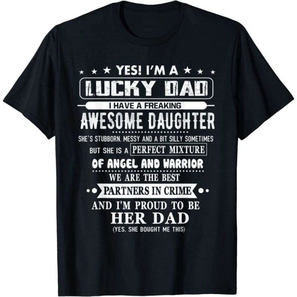 I’m A Lucky Dad I Have A Awesome Daughter T-Shirt – The Best Shirts For Dads In 2023 – Cool T-shirts