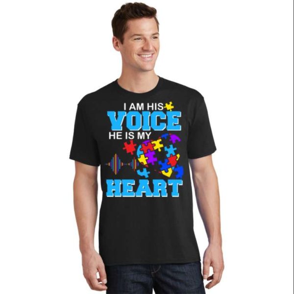 I’m His Voice He Is My Heart Autism Awareness T-Shirt – The Best Shirts For Dads In 2023 – Cool T-shirts