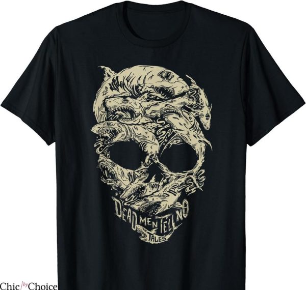 Jack Sparrow T-shirt Pirates Shark Skull