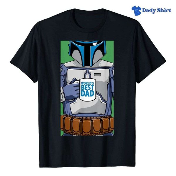 Jango Fett World’s Best Dad Portrait – Star Wars Daddy Shirt – The Best Shirts For Dads In 2023 – Cool T-shirts