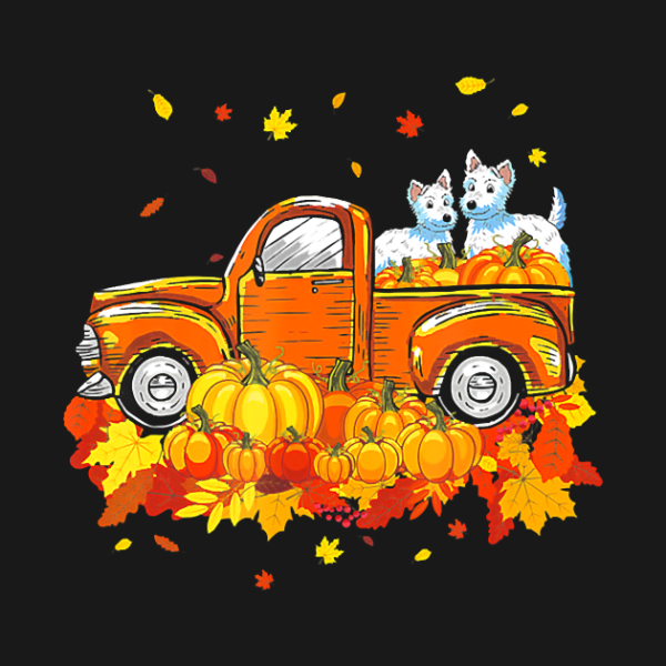 Maltese Pumpkin Truck Halloween Thanksgiving T-Shirt