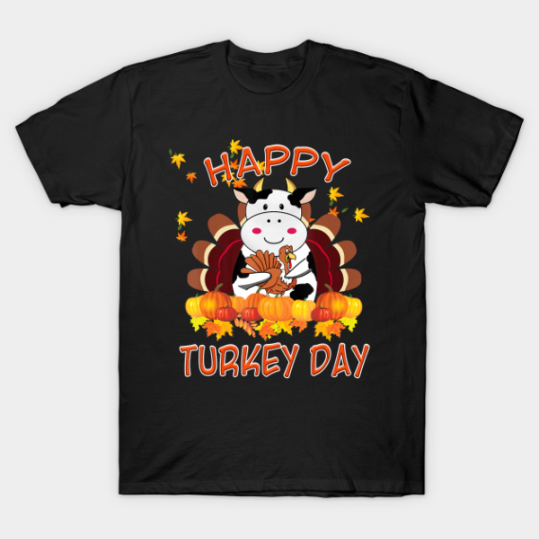 Men’s Funny Cow Happy Turkey Day Thanksgiving T-Shirt