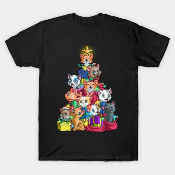 Meowy cats tree Merry Christmas 2022 T-shirt