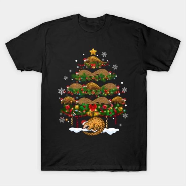 Pangolin Santa hat tree Merry Christmas 2022 T-shirt