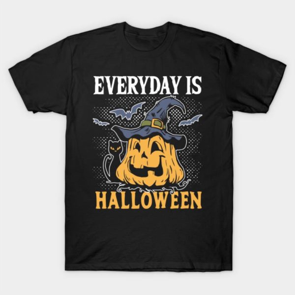 Pumpkin Black Cat everyday is Halloween T-shirt