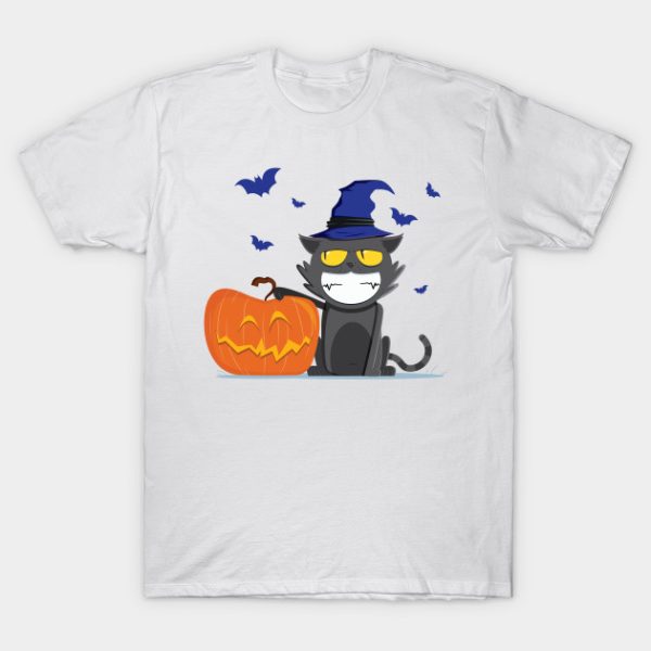 Pumpkin and cat funny Halloween T-shirt