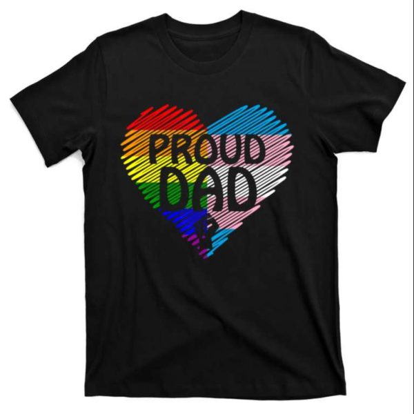 Rainbow And Transgender Flag Heart – Proud Dad T-Shirt Lgbt – The Best Shirts For Dads In 2023 – Cool T-shirts