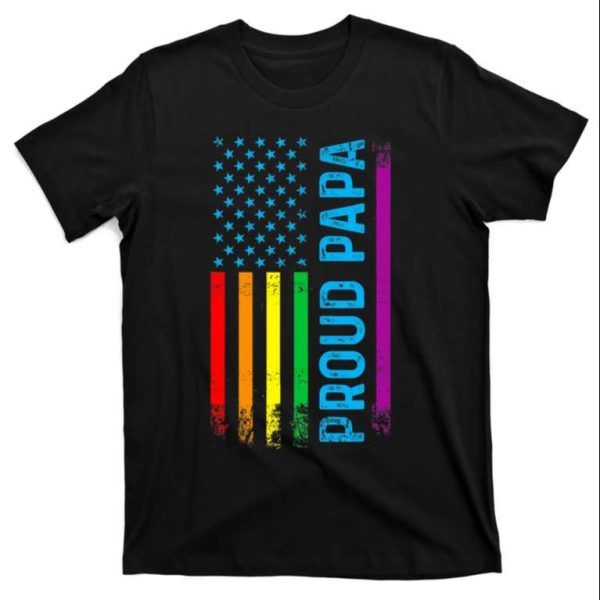 Rainbow Flag Proud Papa Gay Pride Month LGBTQ Tee Shirt – The Best Shirts For Dads In 2023 – Cool T-shirts