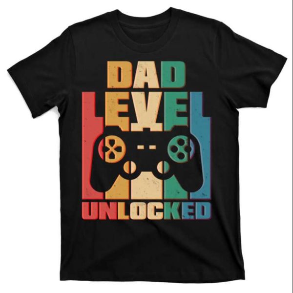 Retro Video Gamer New Dad Level Unlocked T-Shirt – The Best Shirts For Dads In 2023 – Cool T-shirts