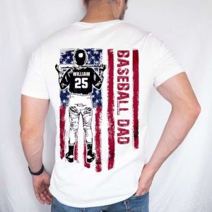 USA American Flag Baseball Dad Personalized T-Shirt – The Best Shirts For Dads In 2023 – Cool T-shirts