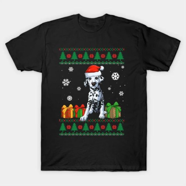 Ugly Dalmatian Santa hat Merry Christmas 2022 T-shirt