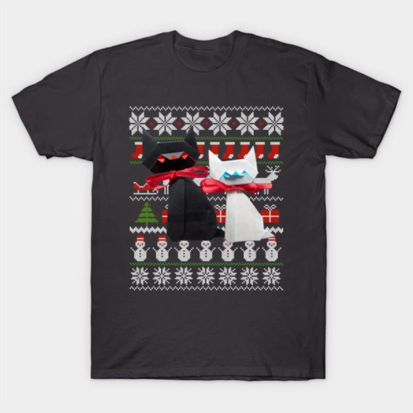 Ugly Origami cute cats Merry Christmas 2022 T-shirt