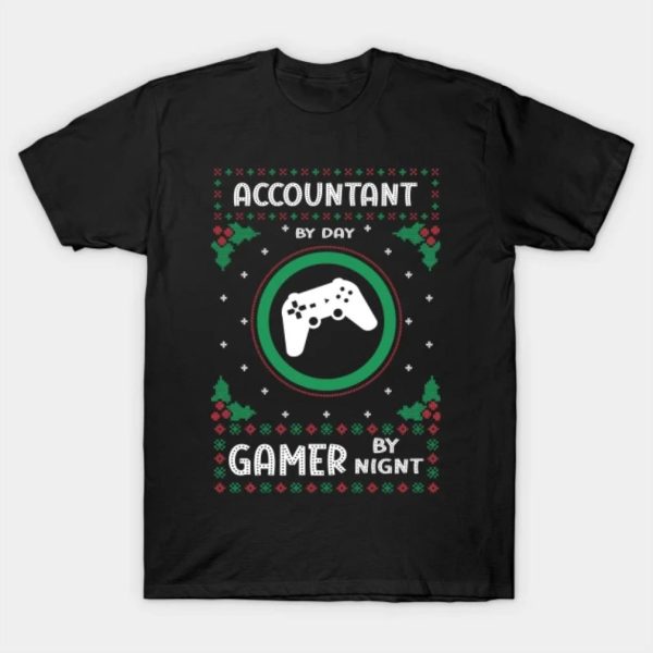 Ugly accountant by day gamer by night Merry Christmas 2022 T-shirt