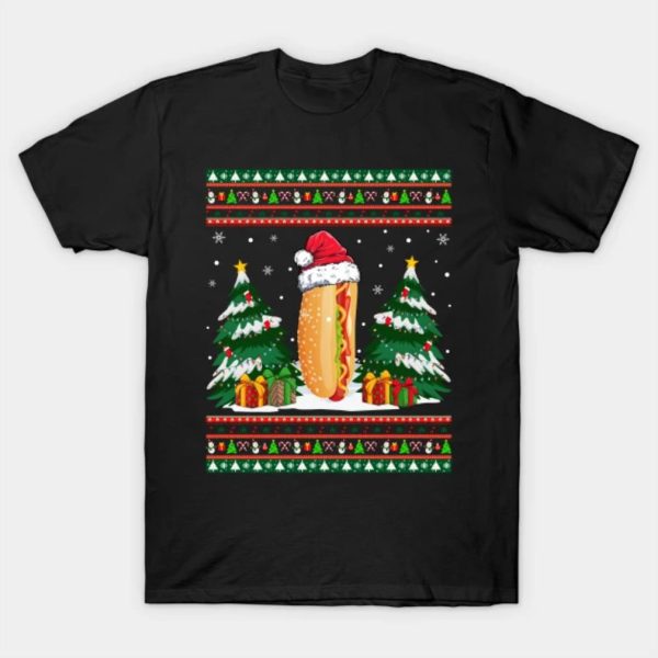 Ugly hot dog Santa hat Merry Christmas 2022 T-shirt