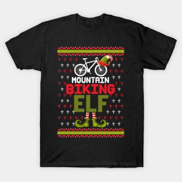 Ugly mountain biking Elf Merry Christmas 2022 T-shirt