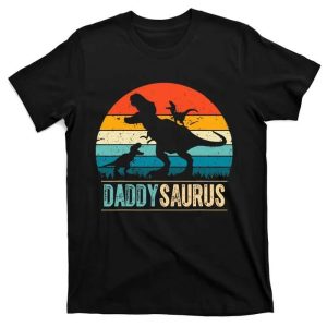 Vintage Daddysaurus T Rex Father Son Dinosaur Shirt The Best Shirts For Dads In 2023 Cool T shirts 1