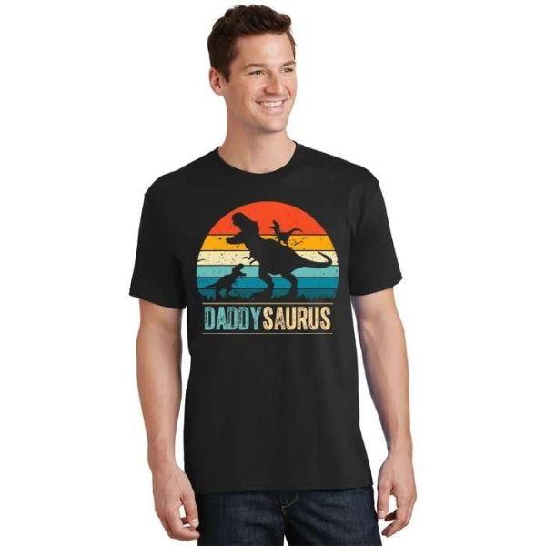 Vintage Daddysaurus T-Rex – Father Son Dinosaur Shirt – The Best Shirts For Dads In 2023 – Cool T-shirts