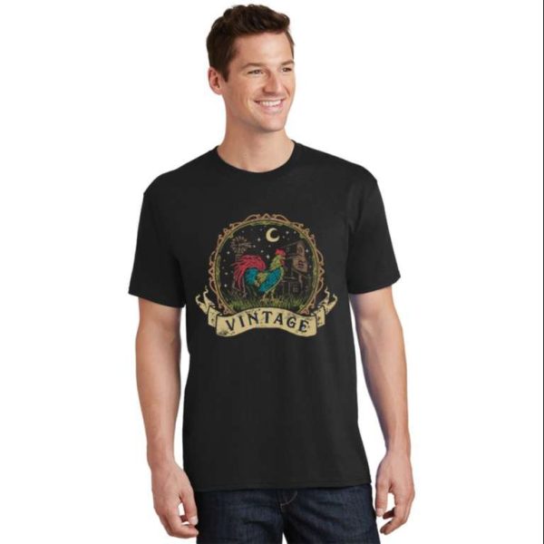 Vintage Farm Rooster And Hen – Chicken Daddy T-Shirt – The Best Shirts For Dads In 2023 – Cool T-shirts