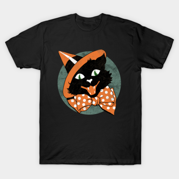 Vintage Halloween Black Cat T-Shirt