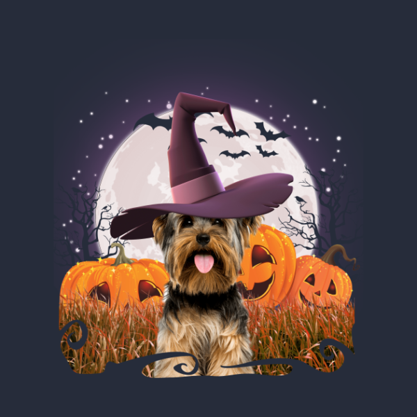 Yorkshire Terrier Witch hat halloween t-shirt