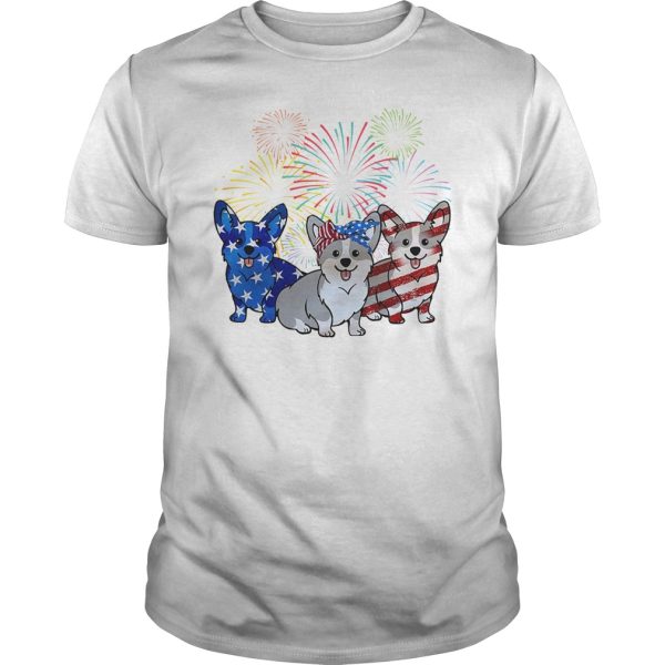 4th Of July Three Corgi American Flag shirt, hoodie