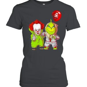 Baby Pennywise And Baby Grinch Merry Christmas Shirt
