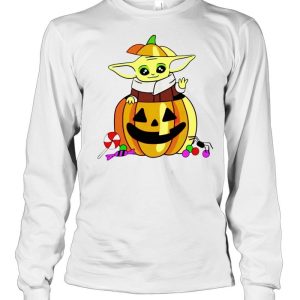 Baby Yoda in pumpkin happy Halloween shirt 2 Baby Yoda in pumpkin happy Halloween shirt 3