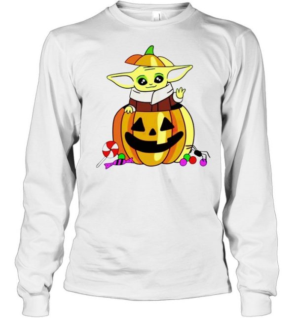 Baby Yoda in pumpkin happy Halloween shirt