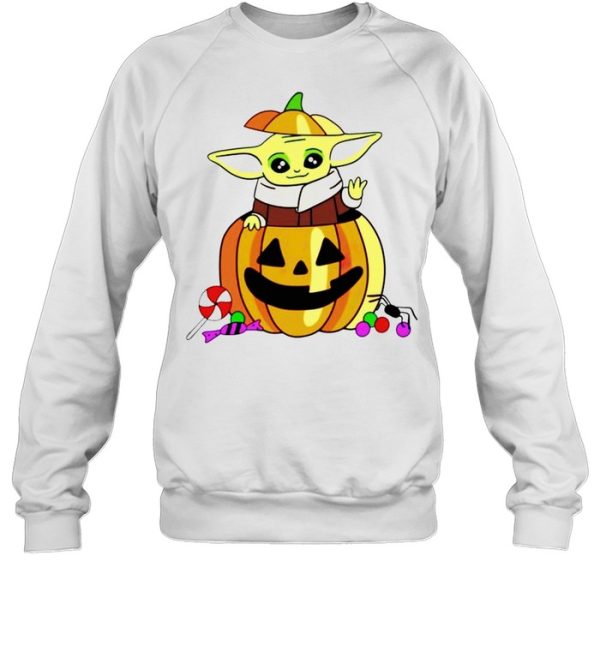 Baby Yoda in pumpkin happy Halloween shirt