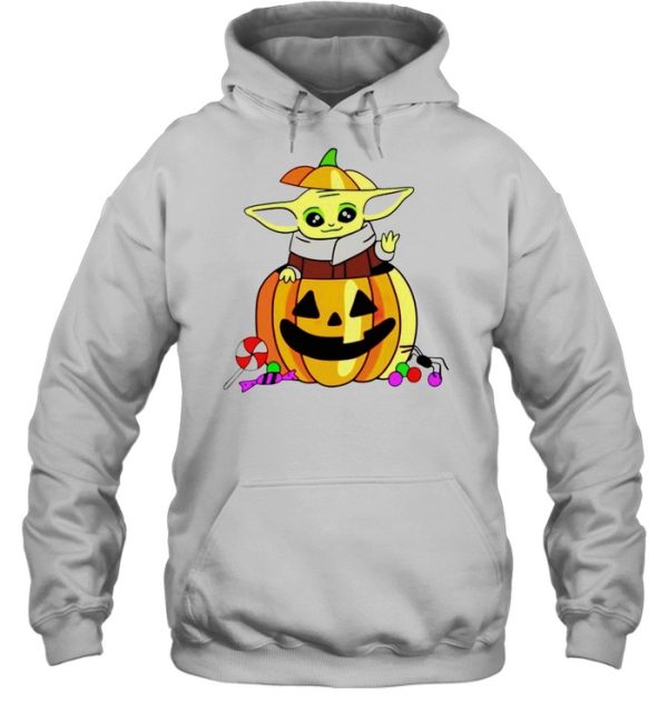 Baby Yoda in pumpkin happy Halloween shirt