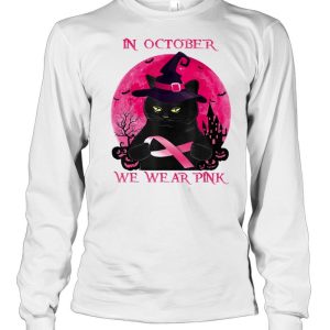 Black Cat In October We Wear Pink Halloween Breast Cancer Awareness shirt 2 Black Cat In October We Wear Pink Halloween Breast Cancer Awareness shirt 3
